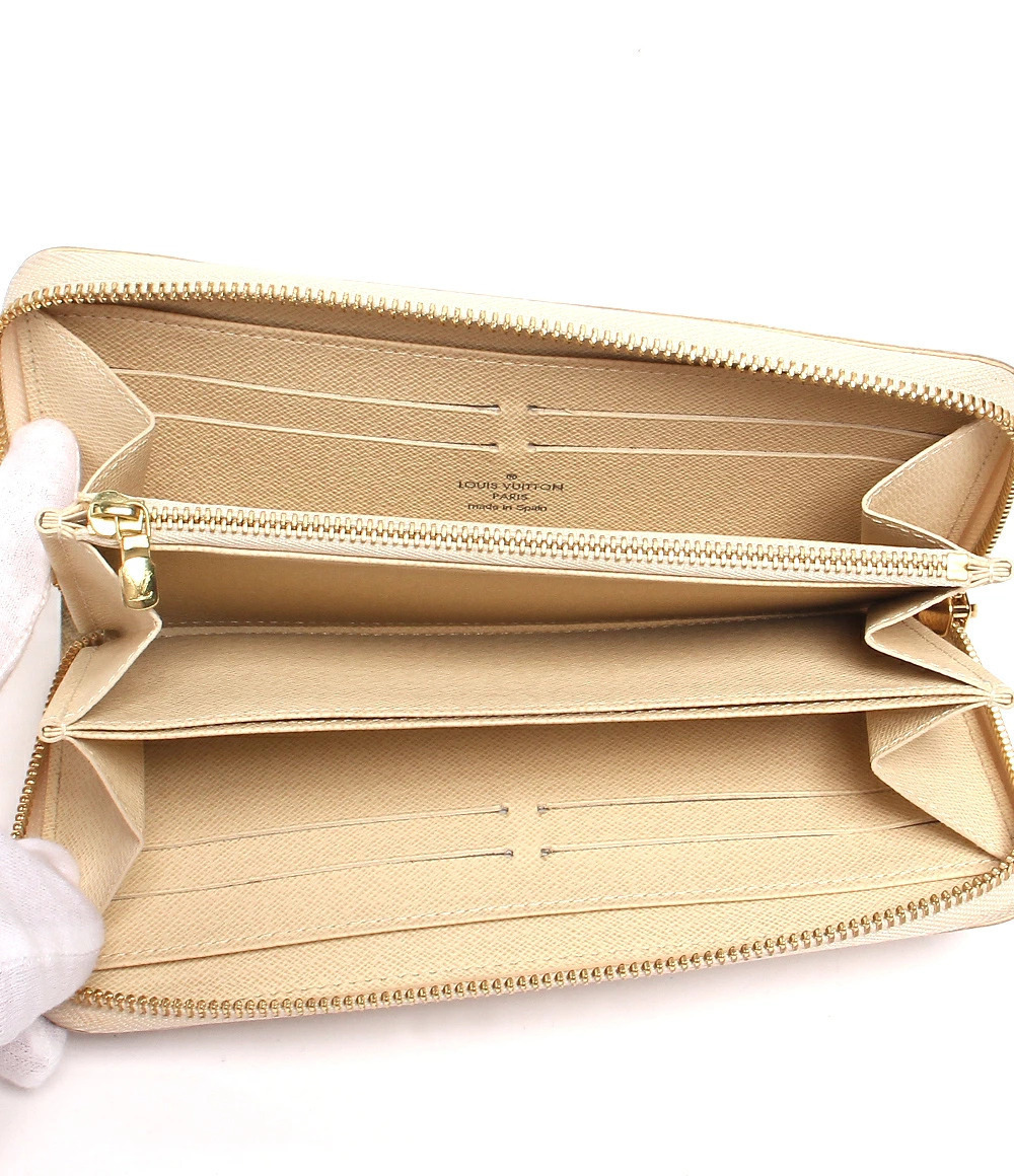 Louis Vuitton Damier Zippy Round Azur Wallet Zipper Long White